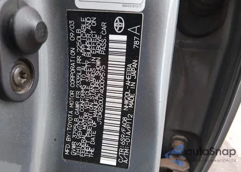 2004 Toyota Prius z USA, uszkodzony, nr VIN JTDKB20U740009575